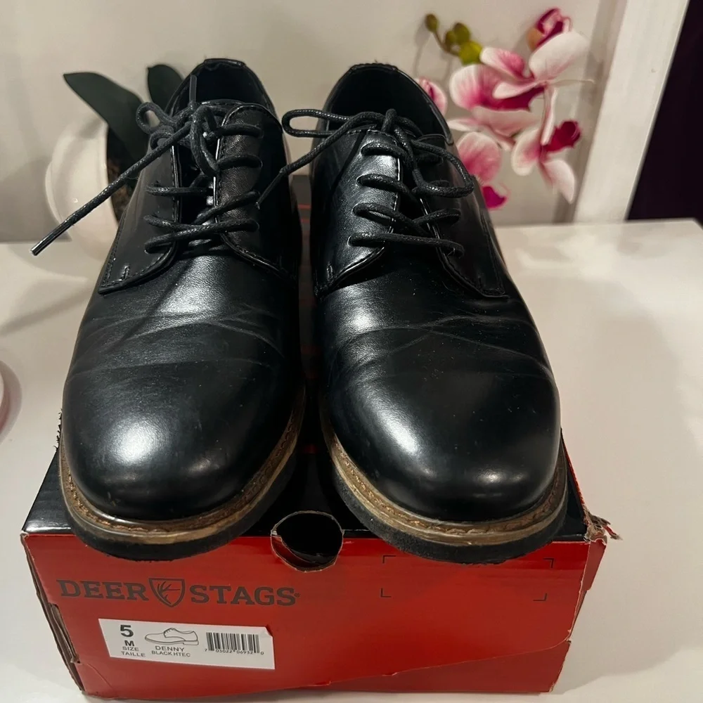 Deer Stags Denny Men’s Black Dress Shoes Size 5M Classic Lace-Up Oxford Business